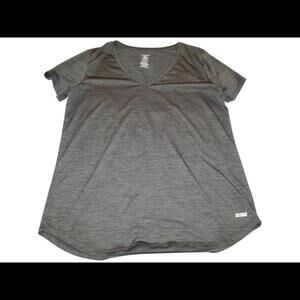Athletic Works Women's Medium Dri-More Tech V-Neck Tee T Shirt Heather Gray